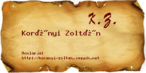 Korányi Zoltán névjegykártya