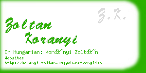 zoltan koranyi business card